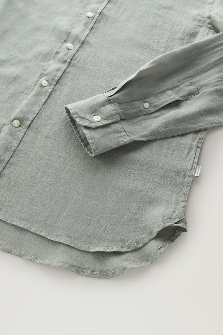 Garment-Dyed Pure Linen Shirt Green photo 3 | Woolrich