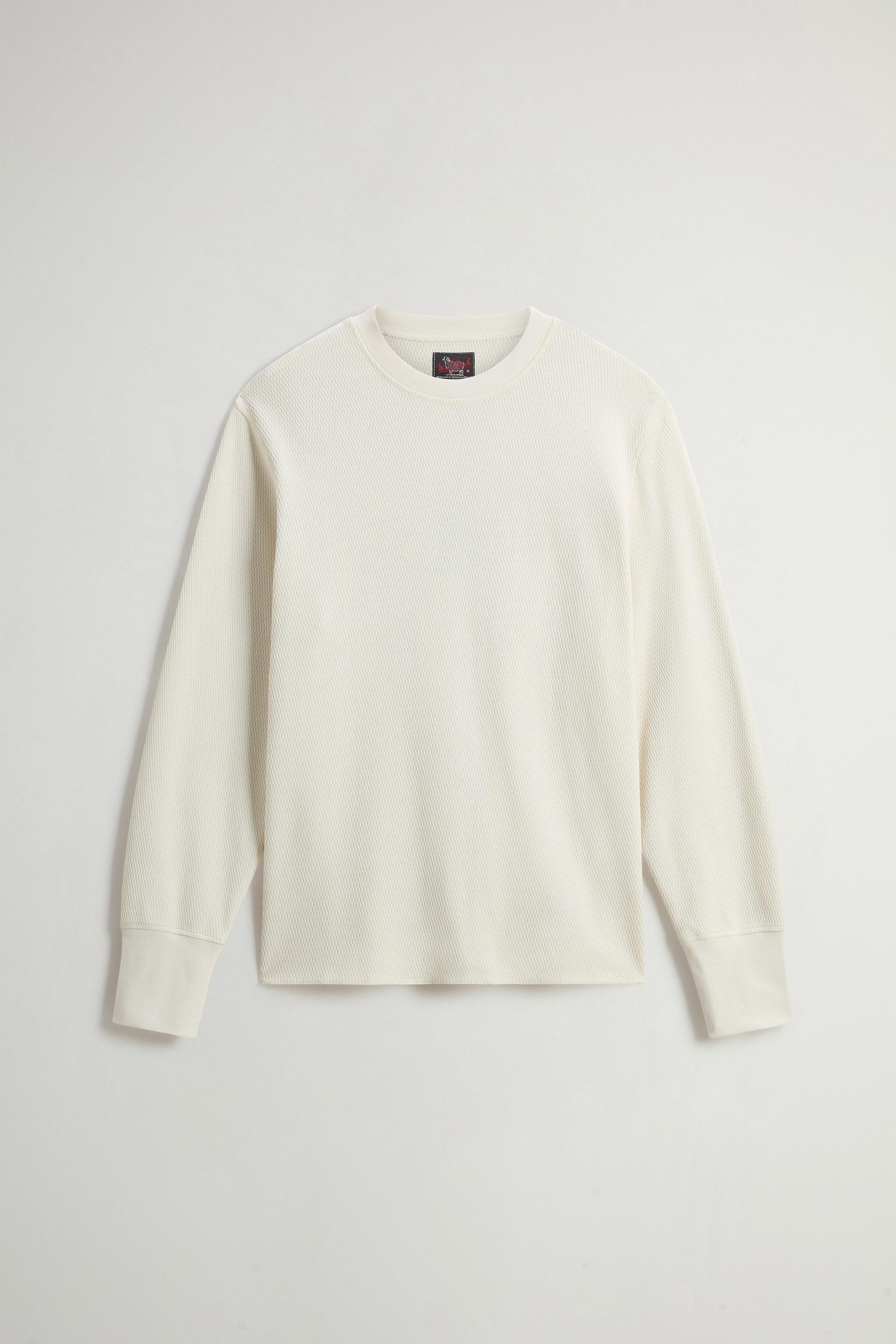 Long-Sleeved Pure Cotton Jacquard Sweater White photo 1 | Woolrich