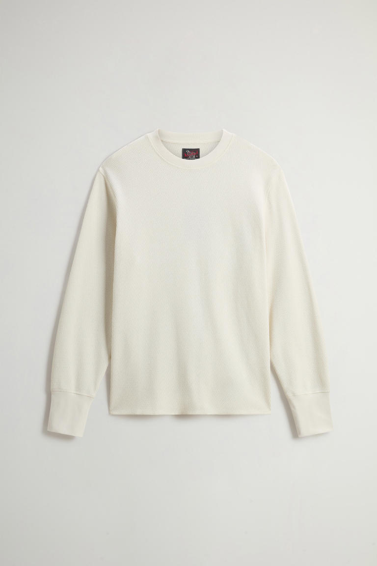 Long-Sleeved Pure Cotton Jacquard Sweater White photo 1 | Woolrich