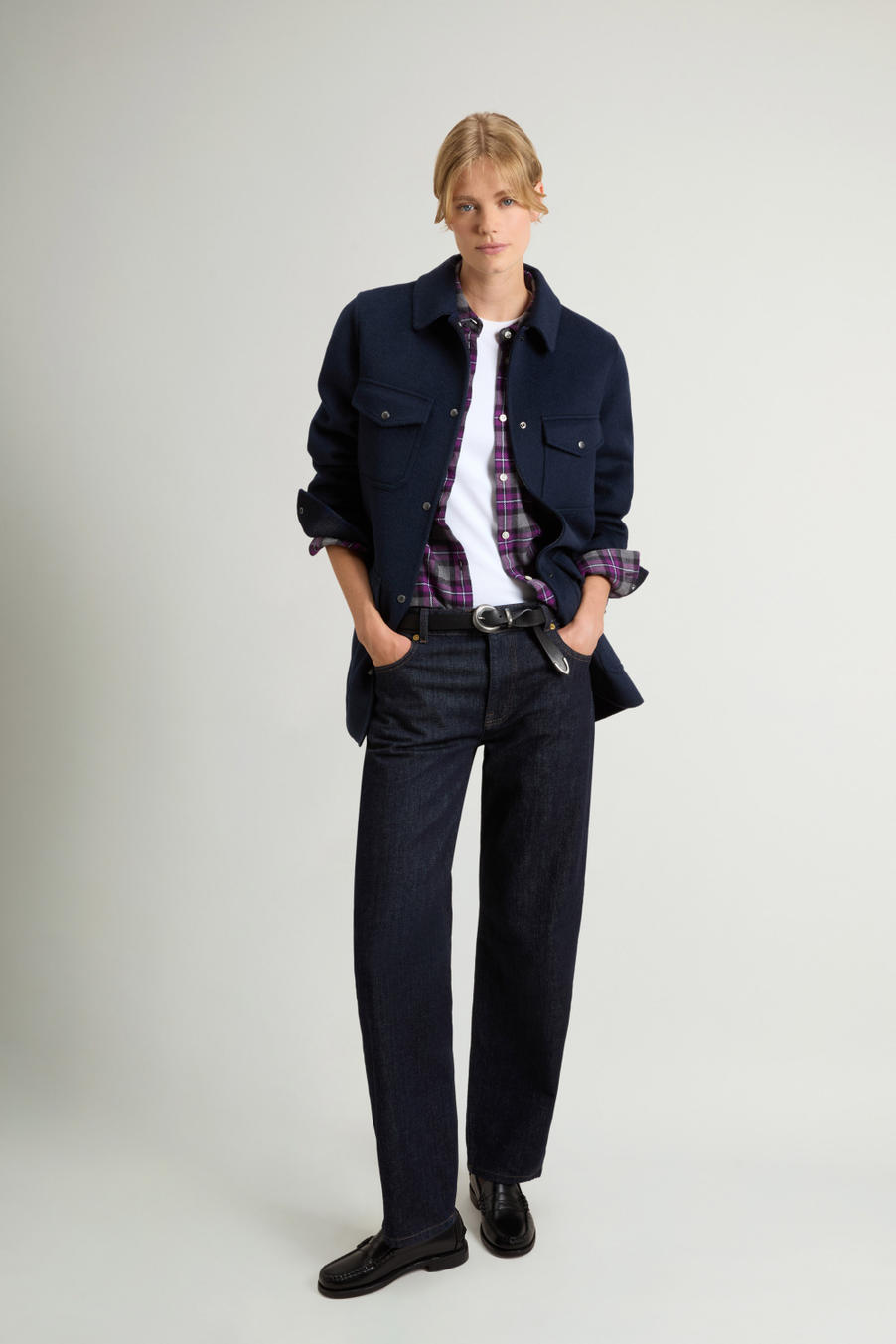 Coat in Double-Face Wool Blend Blue photo 1 | Woolrich