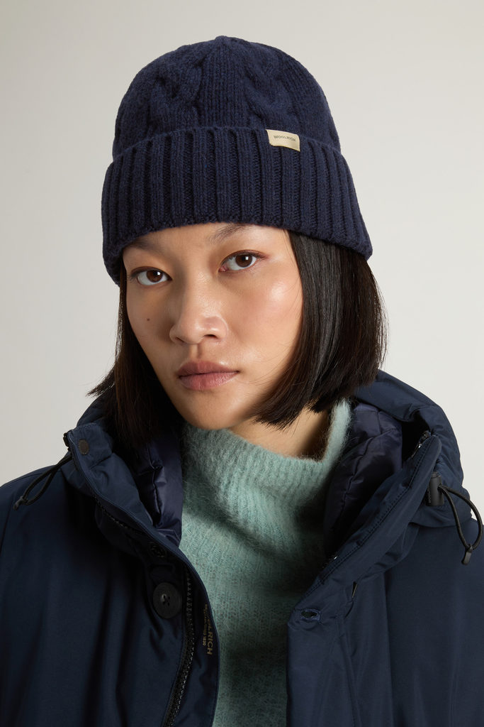 Cable-Knit Pure Wool Beanie Blue photo 4 | Woolrich