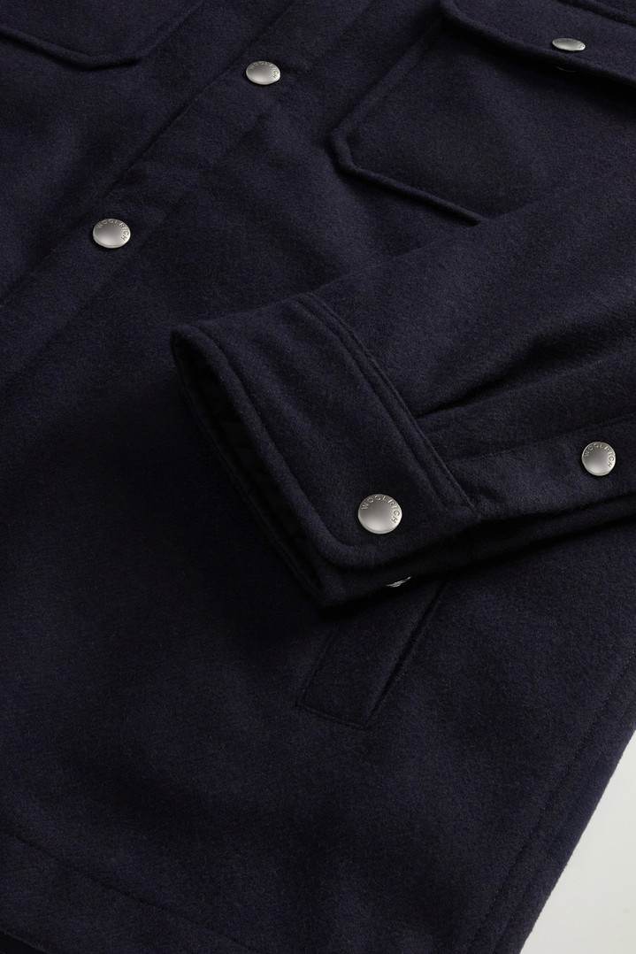 Surchemise Alaskan en laine italienne Melton mélangée recyclée Bleu photo 7 | Woolrich