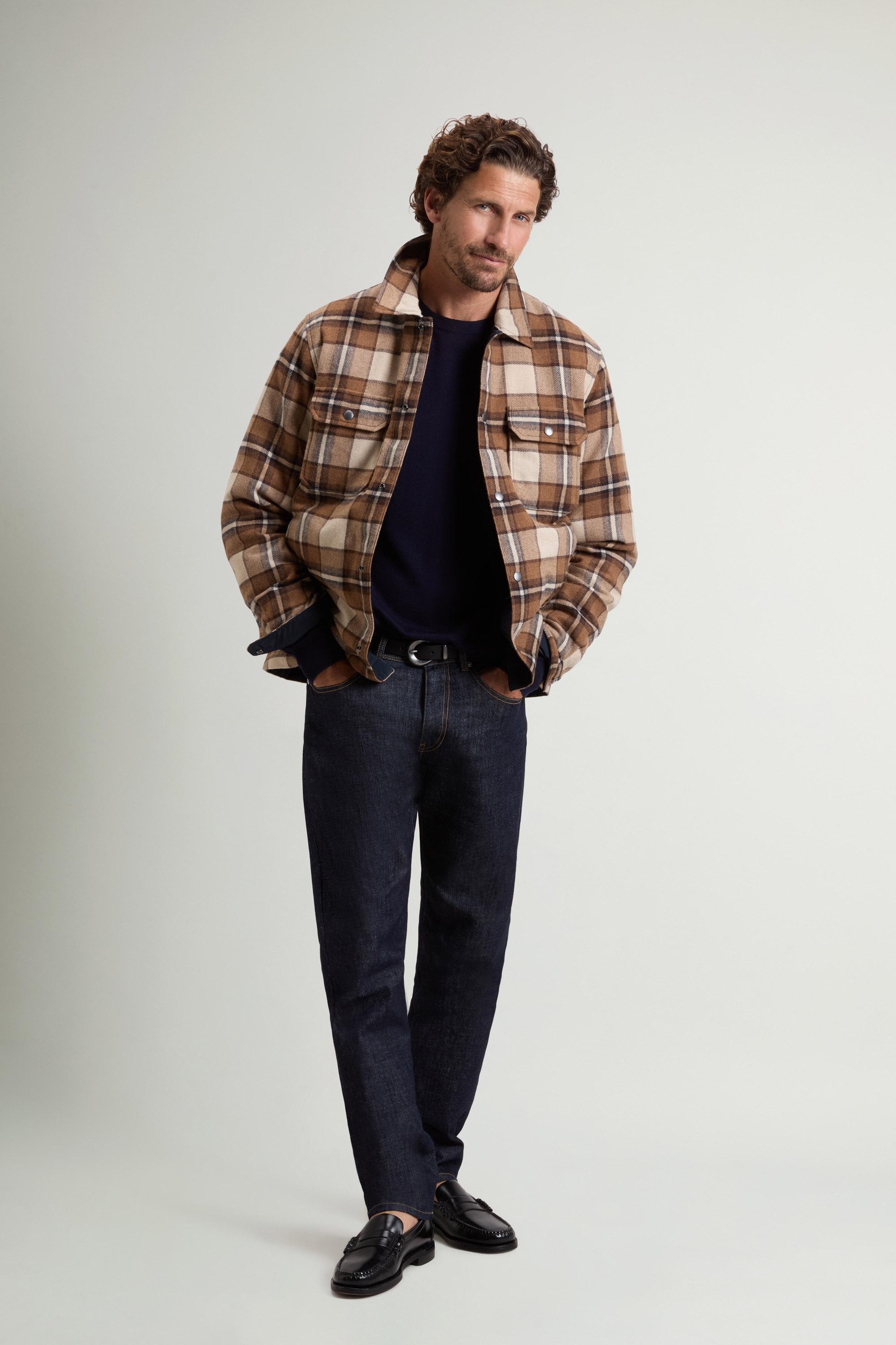 Padded Alaskan Check Overshirt in Recycled Italian Wool Blend Brown photo 1 | Woolrich