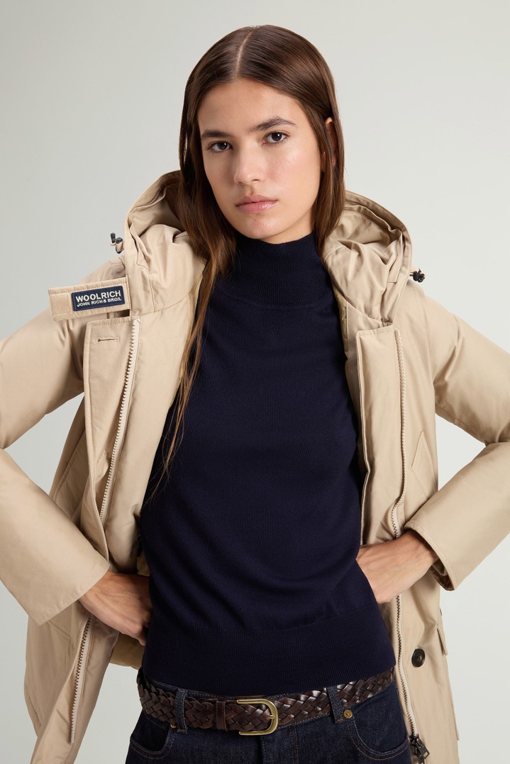 Arctic Parka in Ramar Cloth with Four Pockets and Detachable Fur Beige photo 4 | Woolrich