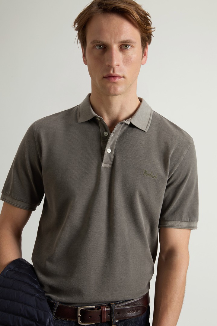 Garment-Dyed Mackinack Polo in Stretch Cotton Piquet Green photo 4 | Woolrich