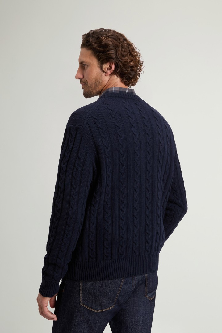 Maglione girocollo in misto lana e cotone a trecce Blu photo 3 | Woolrich