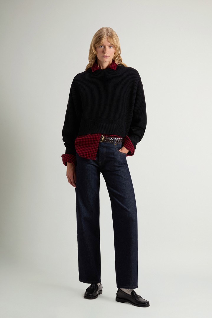 Pullover im Rippstrick aus reiner Merino-Schurwolle mit Rundhalsausschnitt Schwarz photo 2 | Woolrich