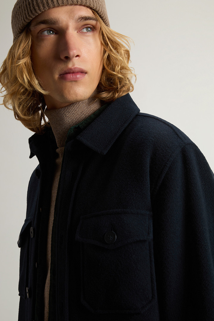 Wool-Blend Overshirt with Checked Pattern Blue photo 4 | Woolrich