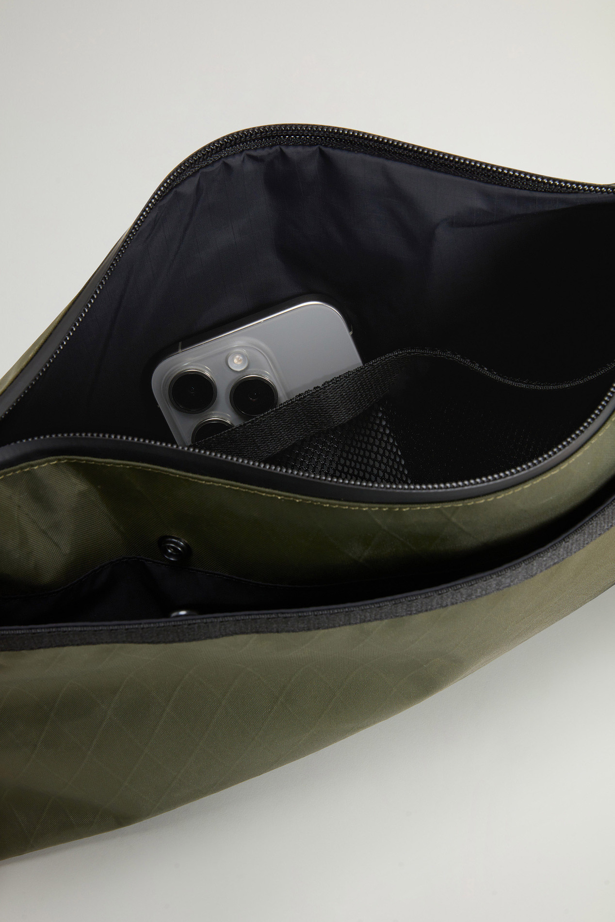 Crossbody Bag with Logo in X-PAC by Todd Snyder Green photo 7 | Woolrich