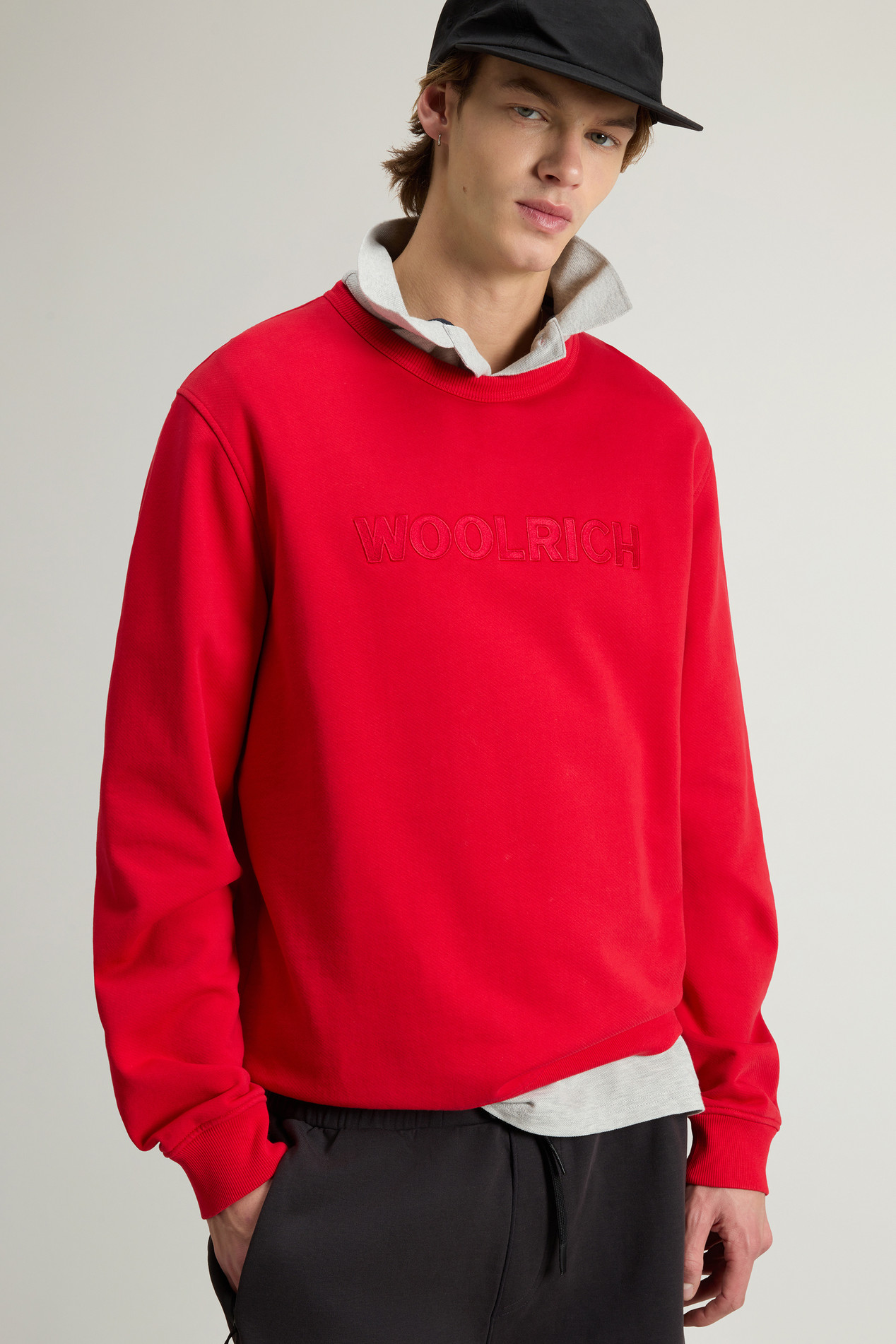 Crewneck Sweatshirt in Light Cotton-Blend Fabric Red photo 4 | Woolrich