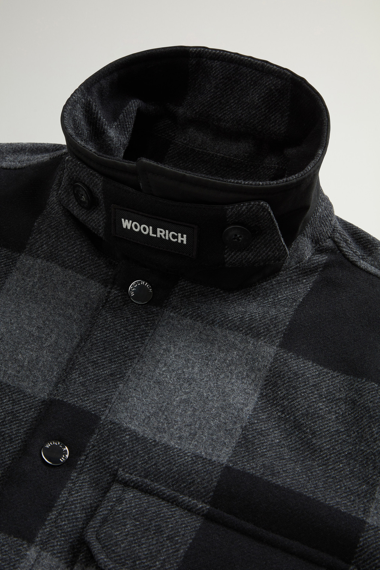 Alaskan Check Overshirt in Recycled Italian Wool Blend Black photo 6 | Woolrich