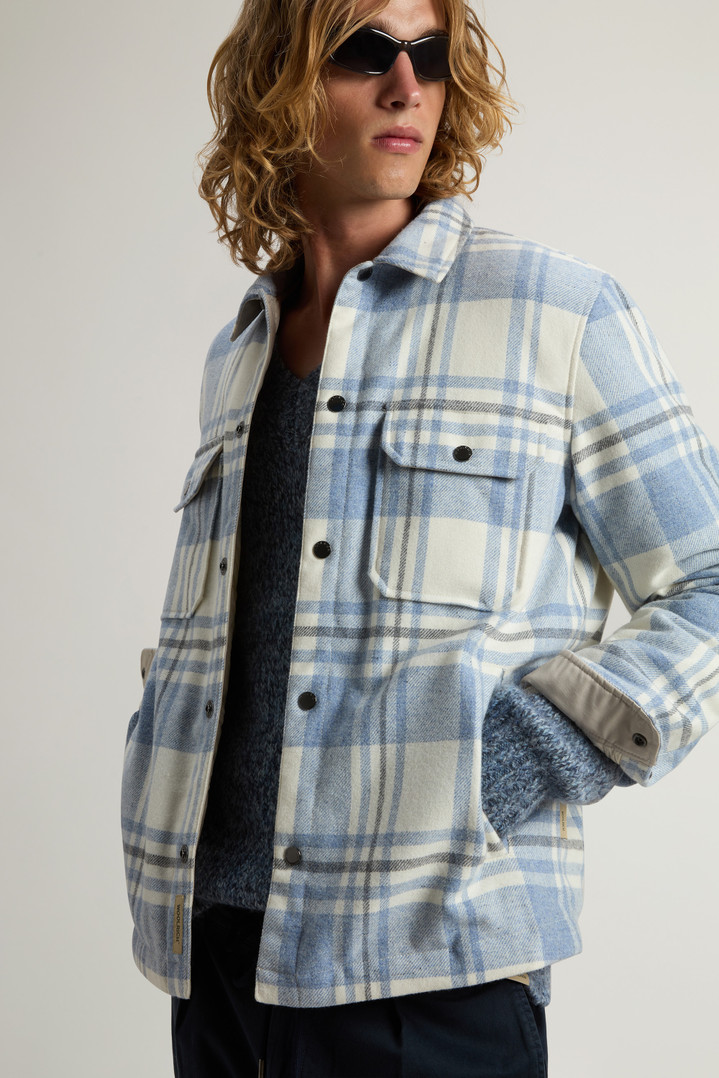 Alaskan Check Overshirt in Recycled Italian Wool Blend Blue photo 4 | Woolrich