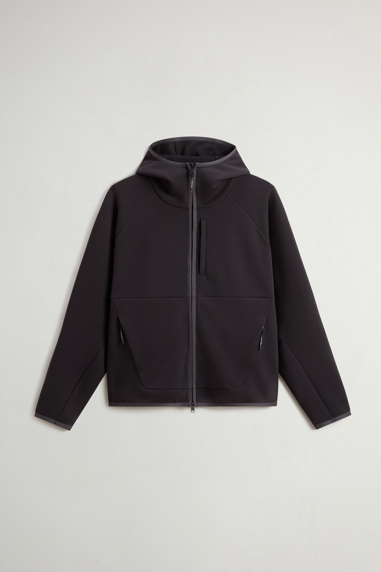 Full-Zipper Hoodie in Cotton Interlock and Nylon Blend by Todd Snyder Black photo 5 | Woolrich