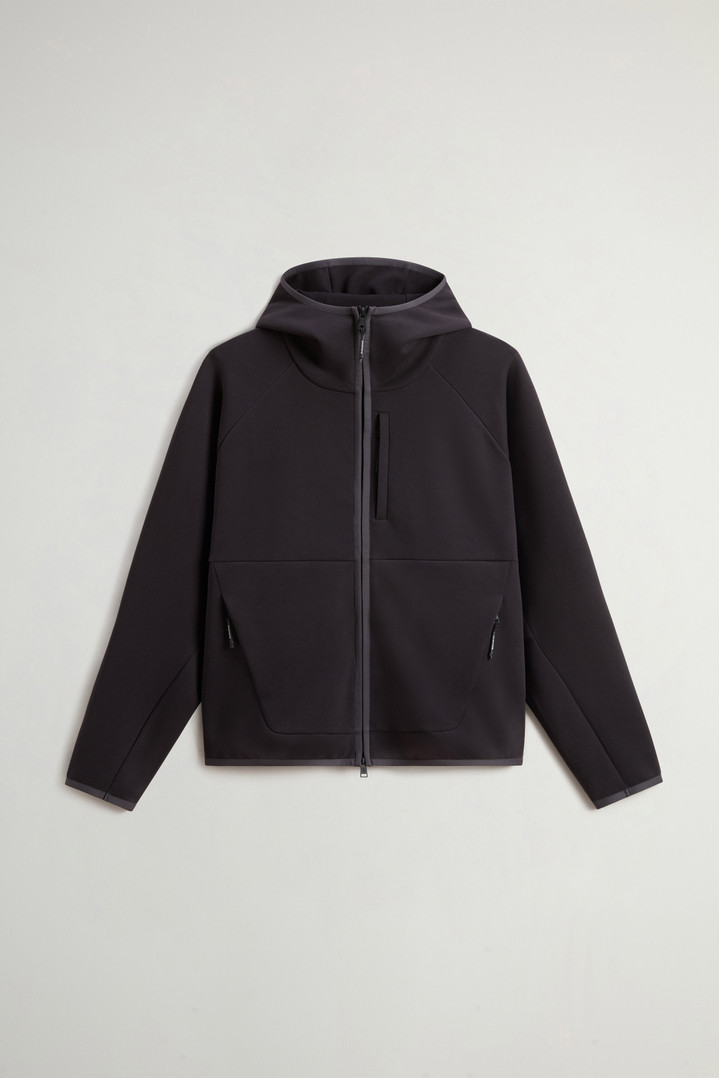 Full-Zipper Hoodie in Cotton Interlock and Nylon Blend by Todd Snyder Black photo 5 | Woolrich