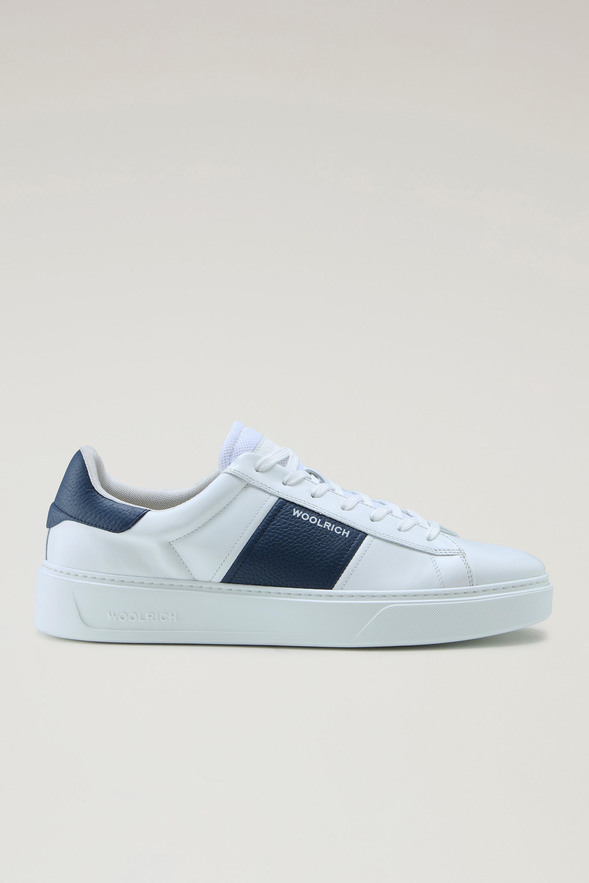 Classic Court Sneakers in Calfskin Leather with Contrasting Trim Blue photo 1 | Woolrich