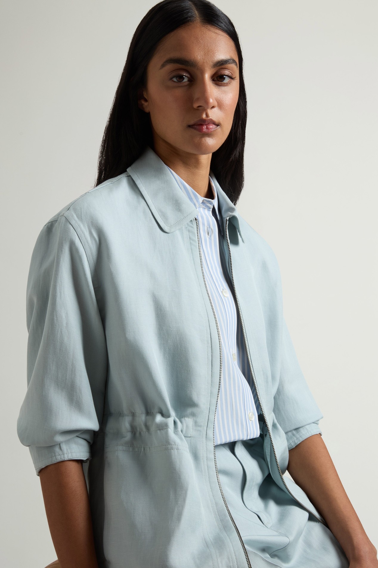 Overshirt in Linen Blend Blue photo 4 | Woolrich