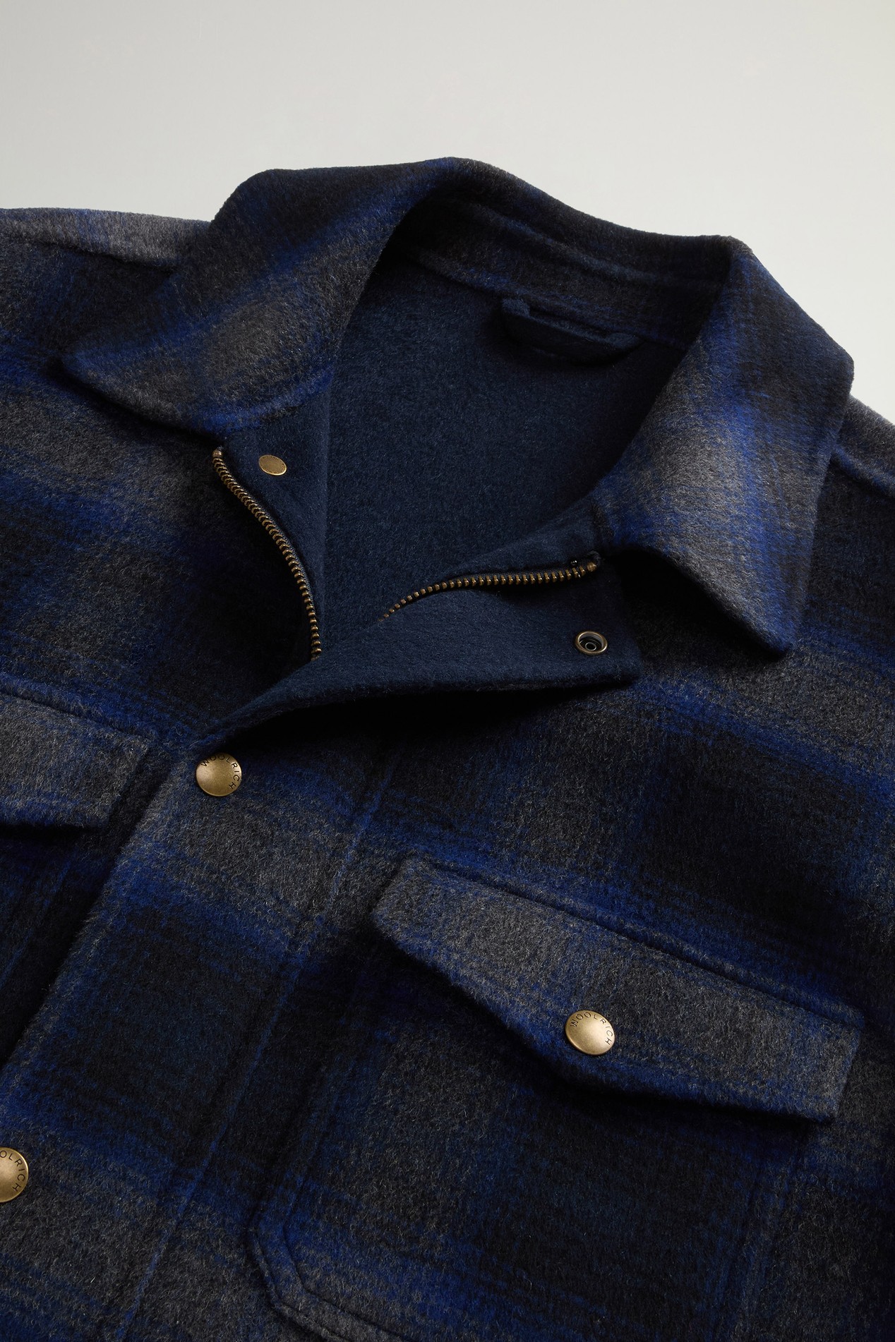 Checked Overshirt in Wool Blend Blue photo 6 | Woolrich