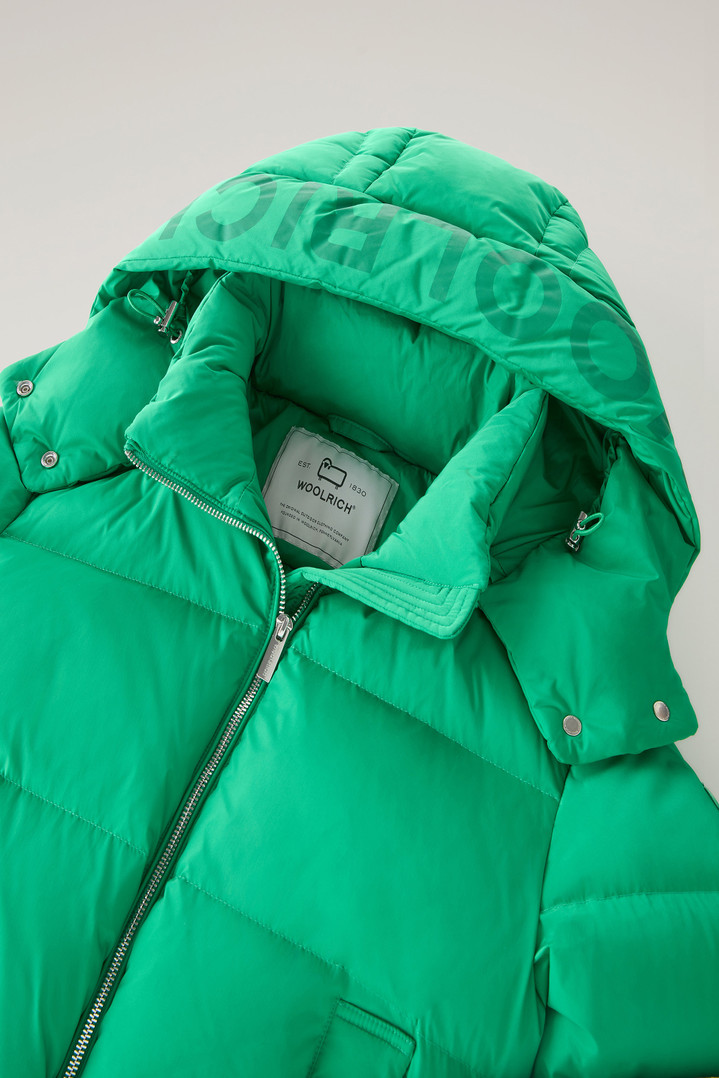 Short Alsea Down Jacket in Stretch Nylon with Detachable Hood Green photo 2 | Woolrich