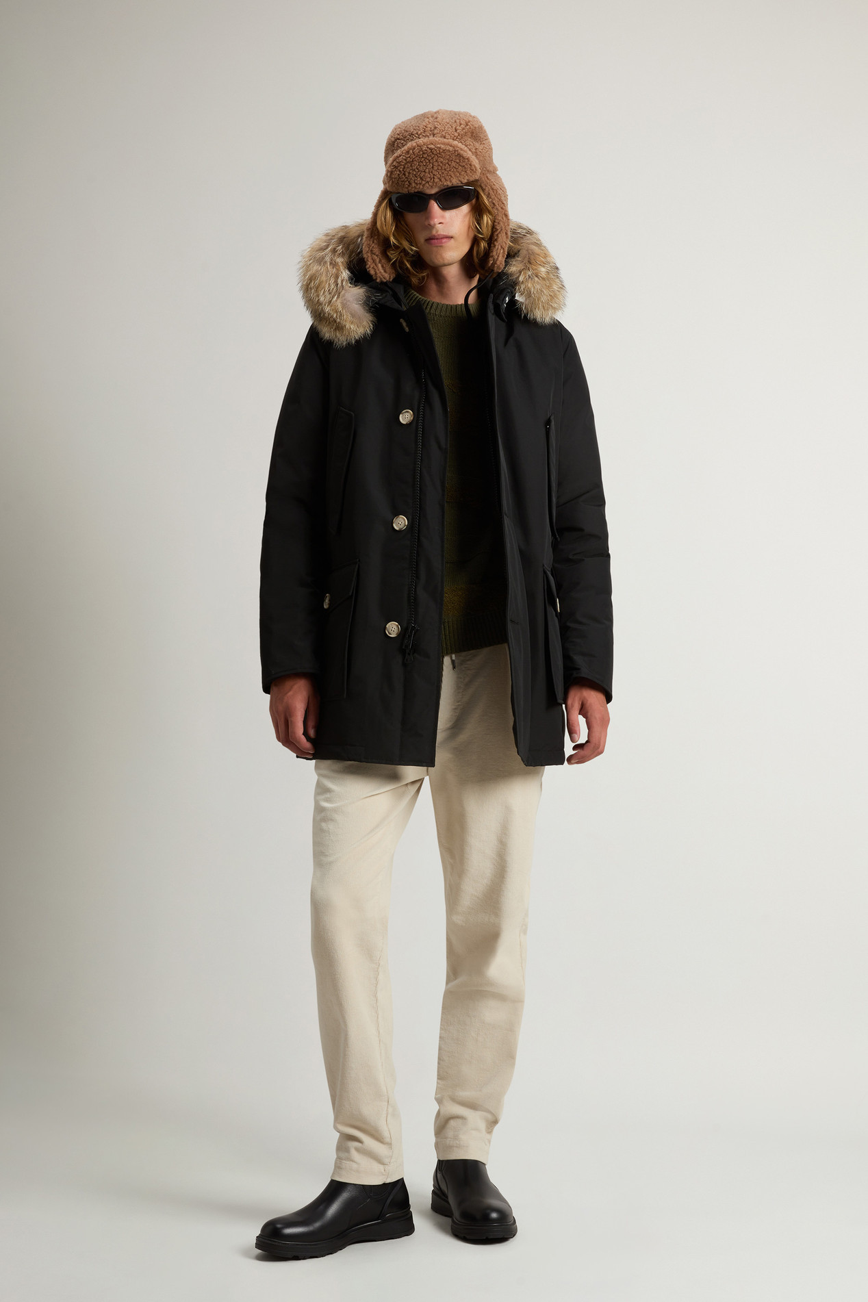 Arctic Parka aus Ramar Cloth mit abnehmbarem Pelzbesatz Schwarz photo 2 | Woolrich