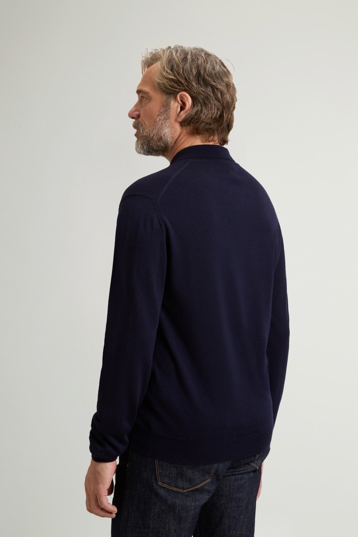 Polo in maglia di pura lana vergine Merino Blu photo 3 | Woolrich