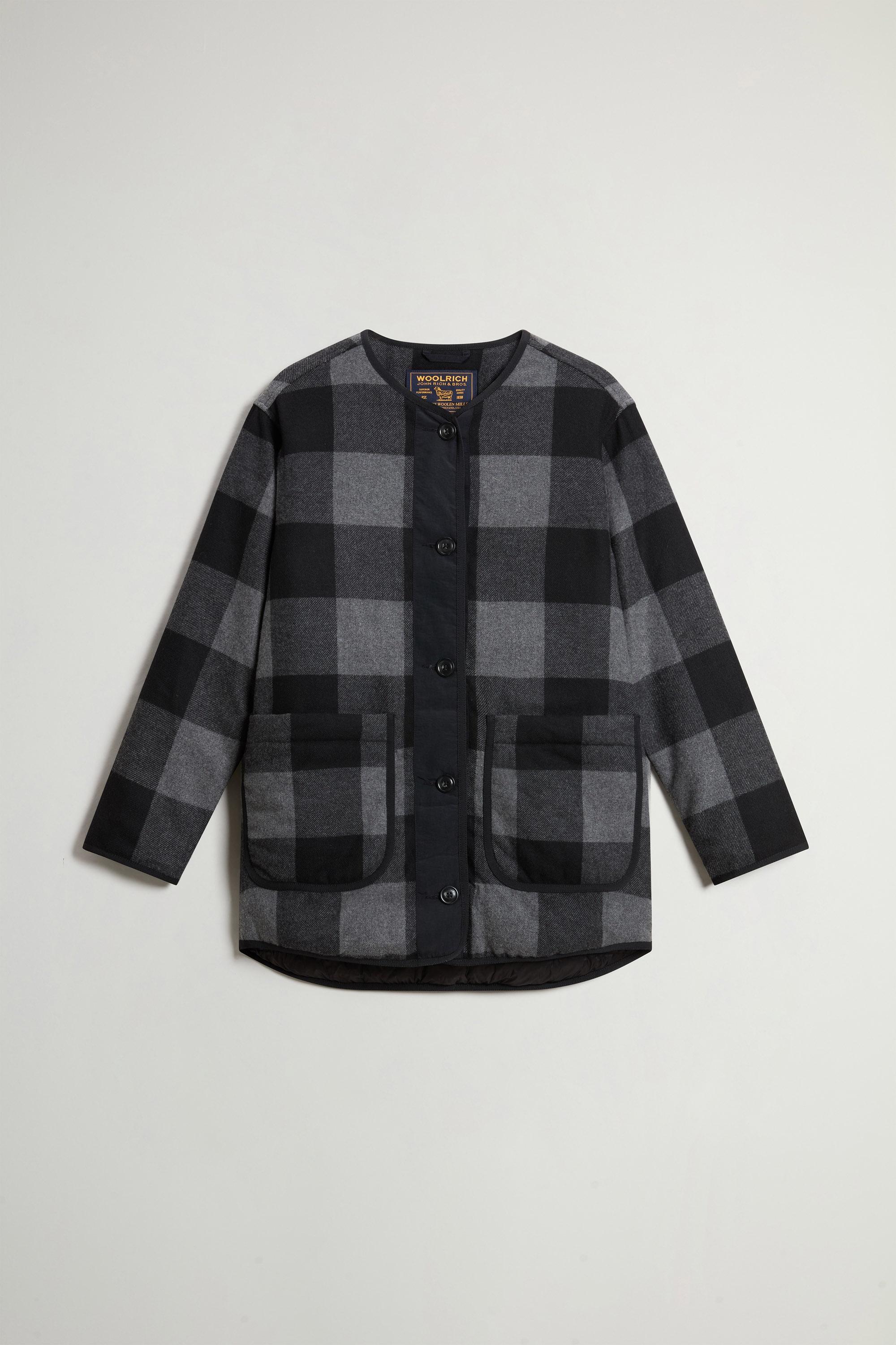 Long Alaskan Checked Overshirt in Wool Blend Black photo 5 | Woolrich