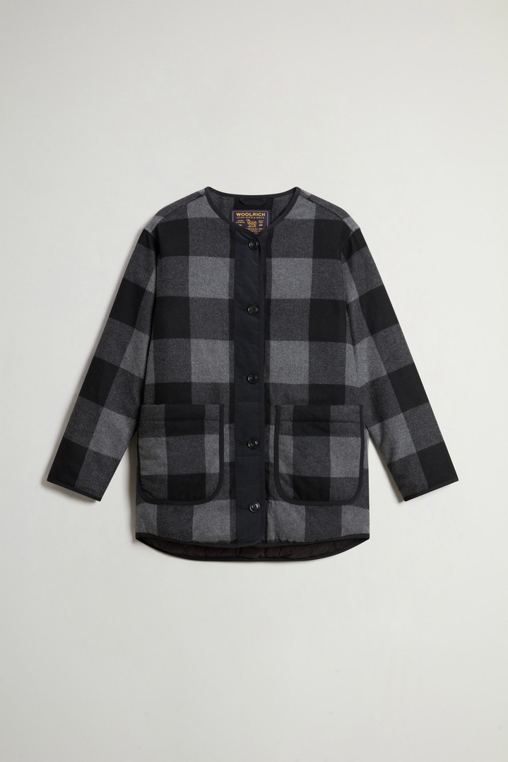 Long Alaskan Checked Overshirt in Wool Blend Black photo 5 | Woolrich