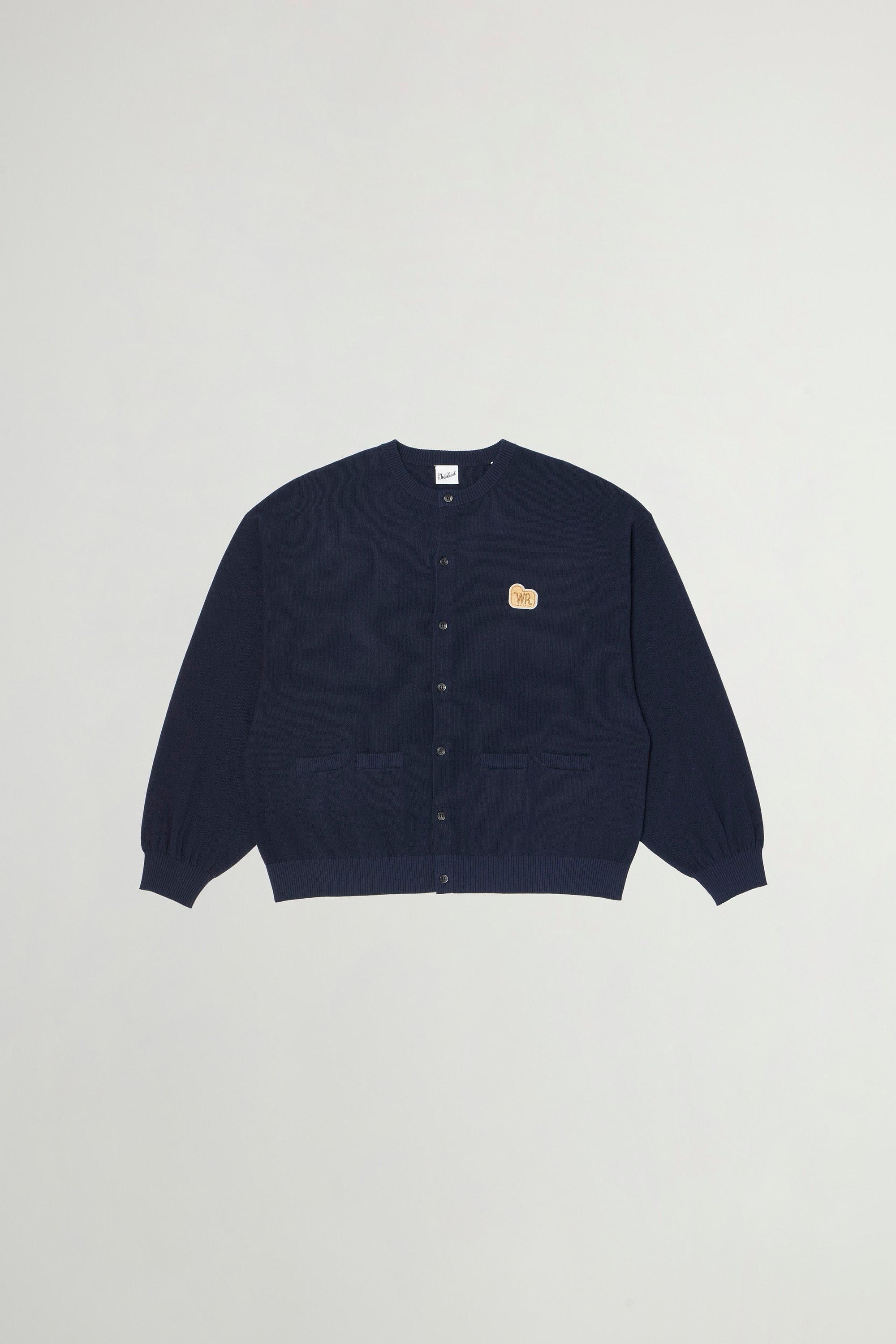 Crewneck Cardigan in Pure Cotton Pique Blue photo 1 | Woolrich