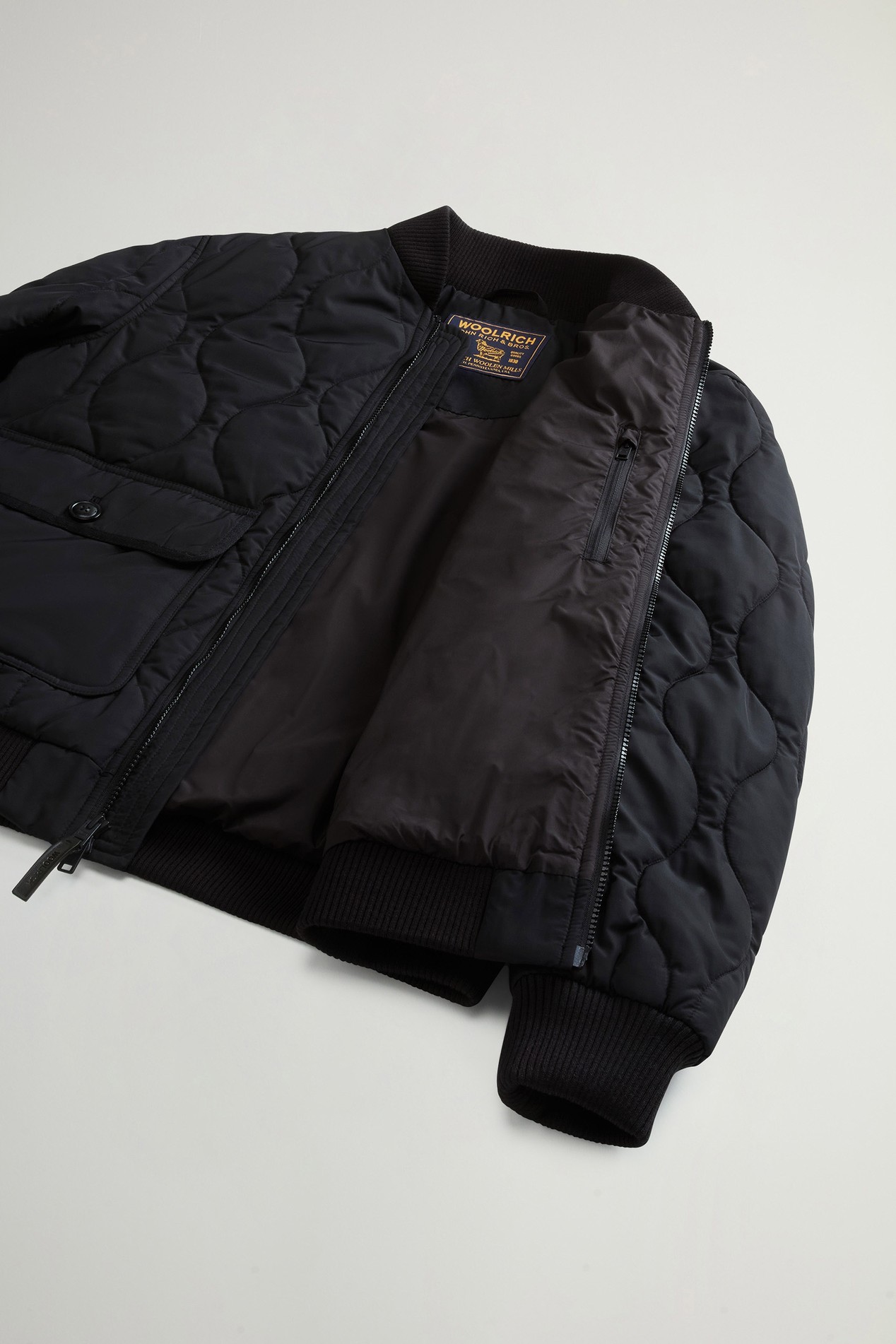 Quilted Bomber Jacket in Glossy Nylon Black photo 8 | Woolrich