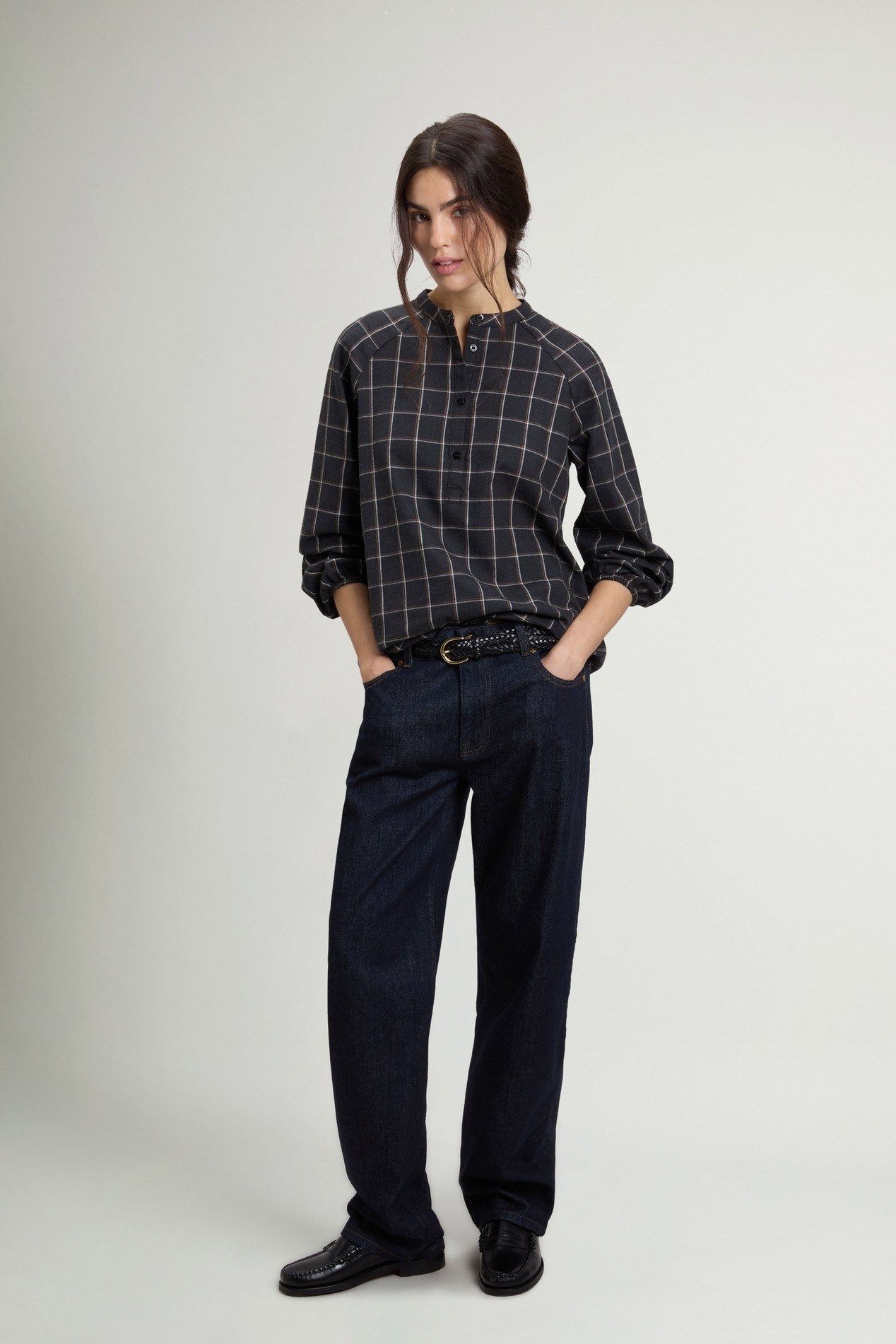 Checked Blouse in Pure Cotton Flannel Gray photo 2 | Woolrich