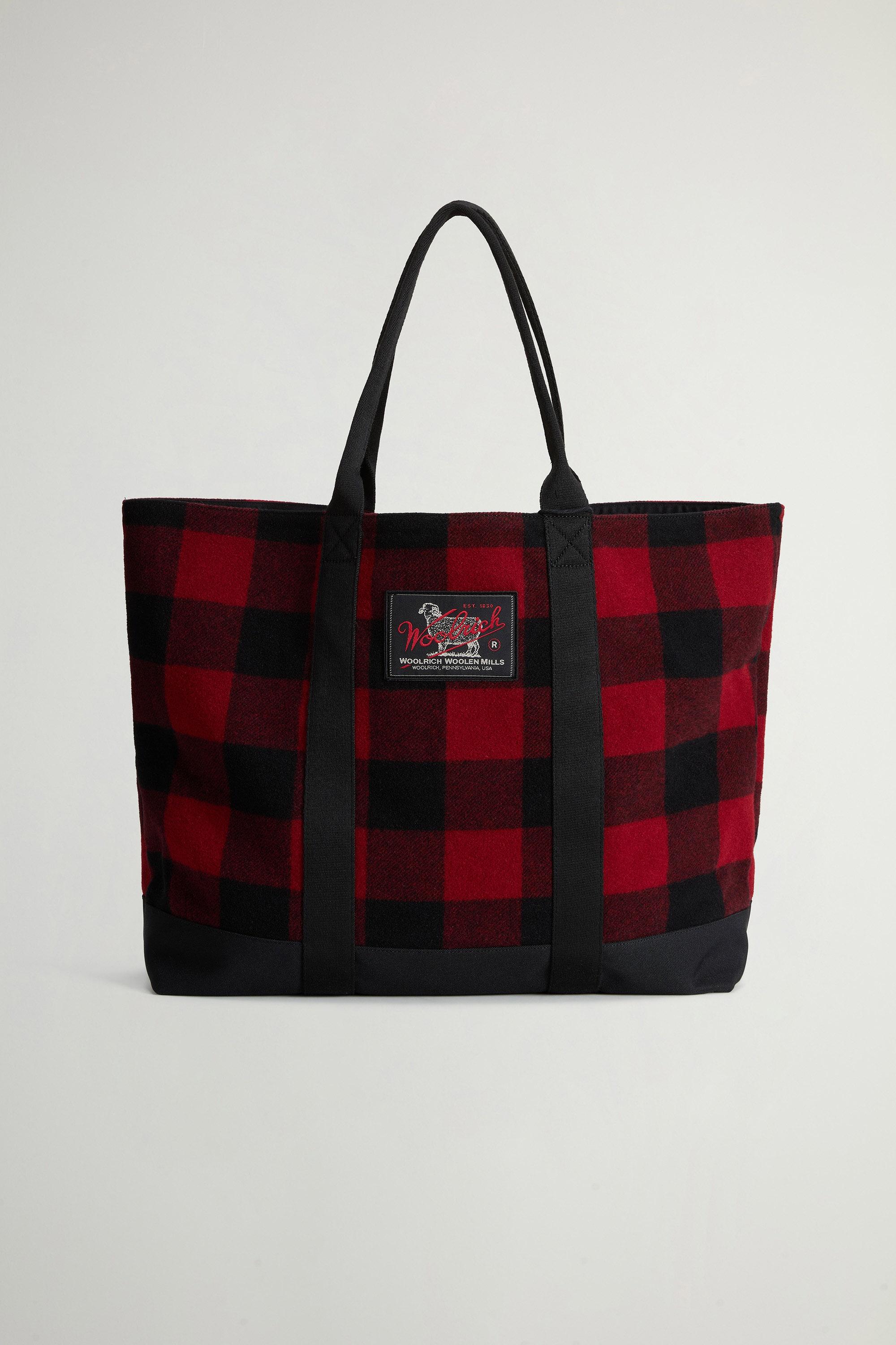Large Tote Bag in Checked Italian Wool Blend Red photo 1 | Woolrich