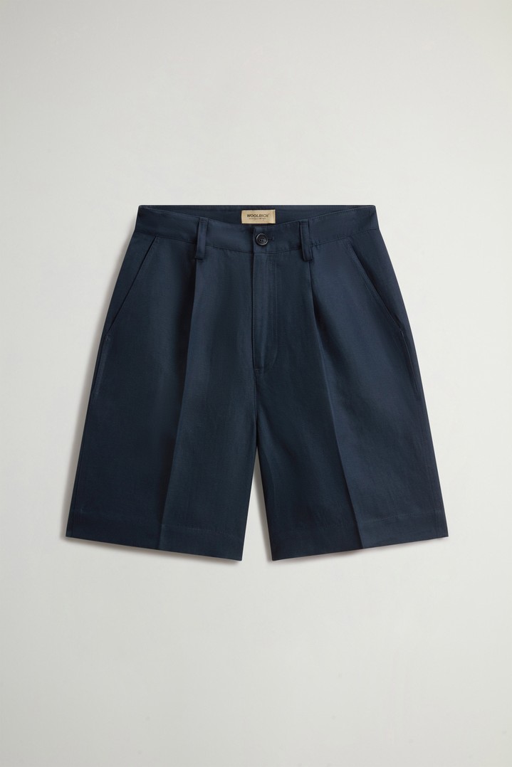 Shorts in Linen Blend with Darts Blue photo 3 | Woolrich