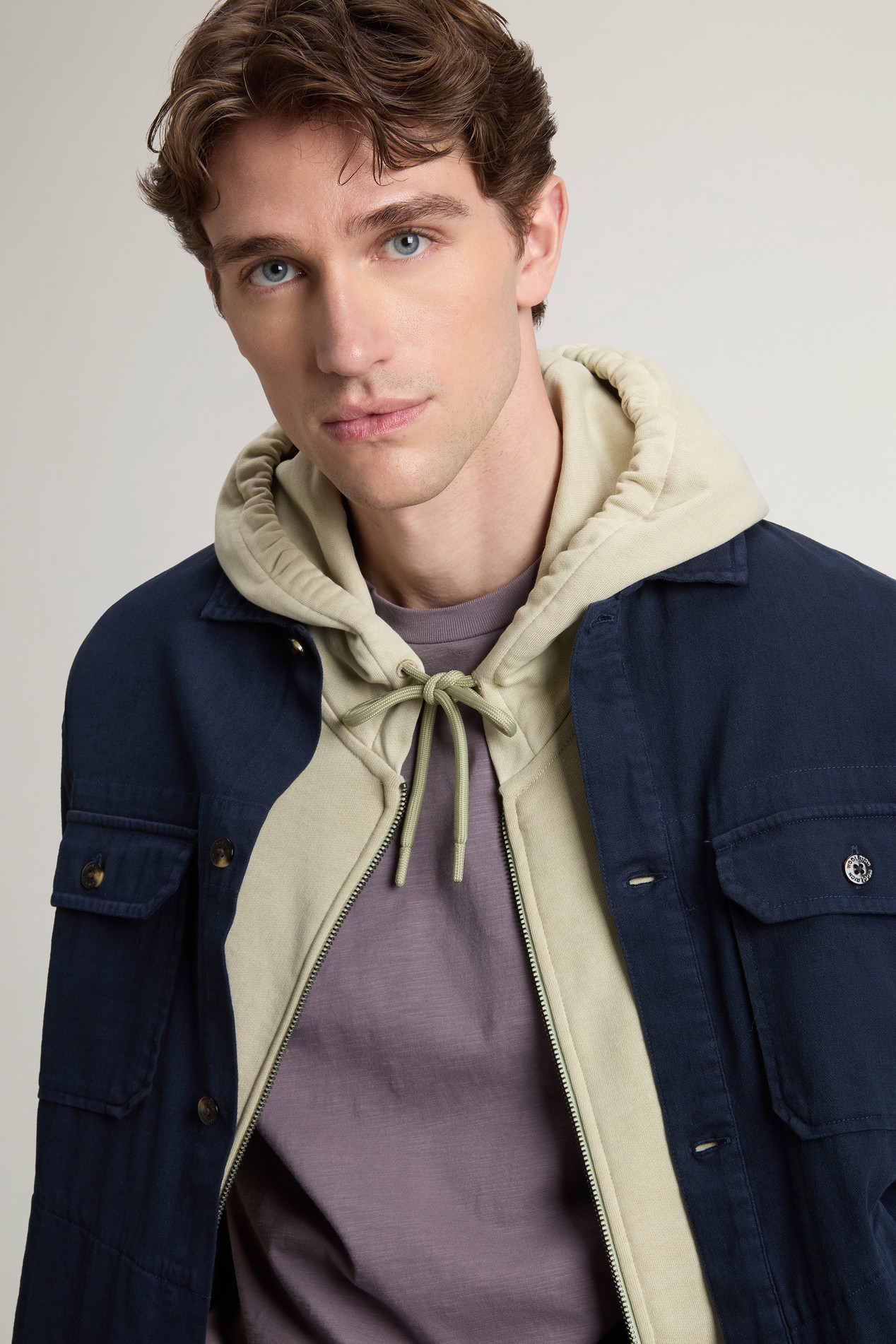 LINEN BLEND SAFARI OVERSHIRT GD Blue photo 4 | Woolrich