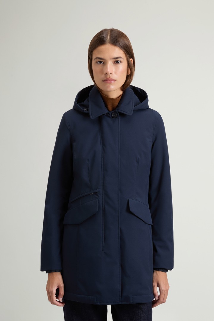 Manteau en Light Stretch à capuche amovible Bleu photo 1 | Woolrich