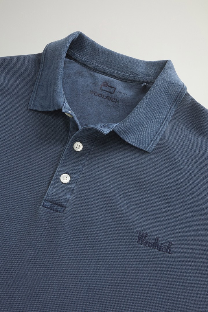 Garment-Dyed Mackinack Polo in Stretch Cotton Piquet Blue photo 6 | Woolrich