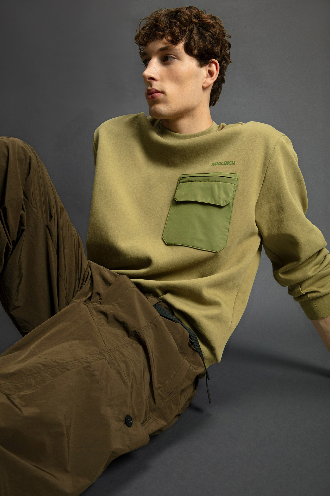 Crewneck Sweatshirt in Cotton Interlock and Nylon Blend by Todd Snyder Green photo 4 | Woolrich