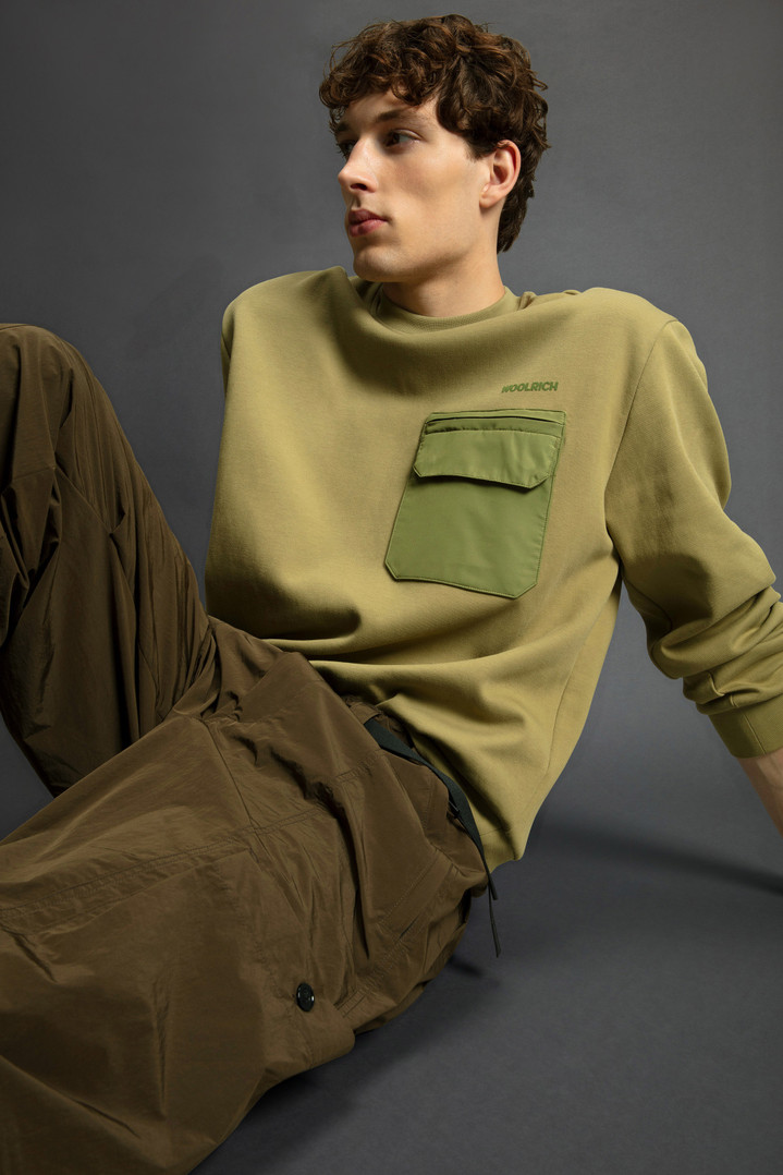 Crewneck Sweatshirt in Cotton Interlock and Nylon Blend by Todd Snyder Green photo 4 | Woolrich