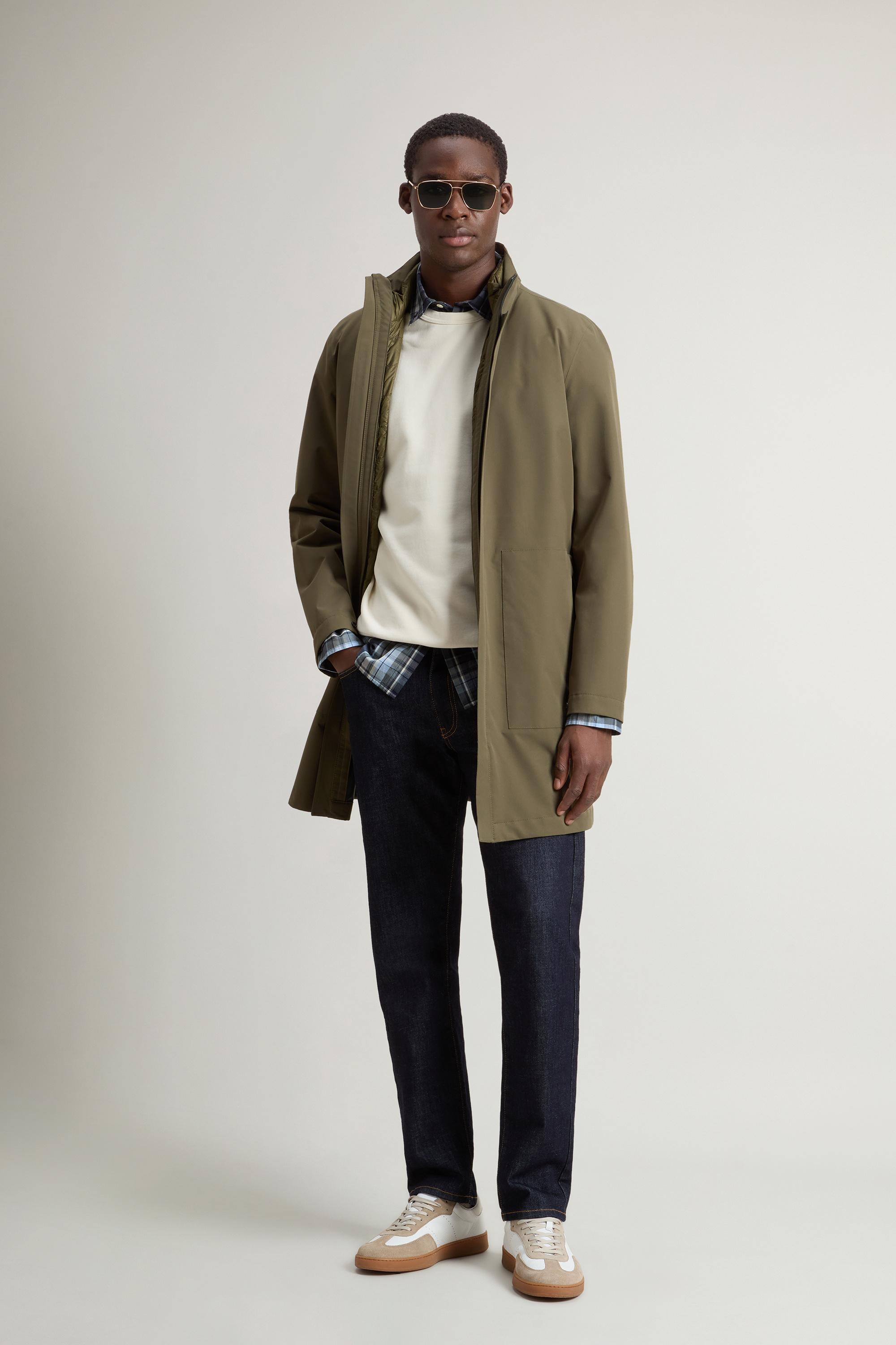 2-In-1 Overcoat in Two-Layered Fabric Green photo 1 | Woolrich