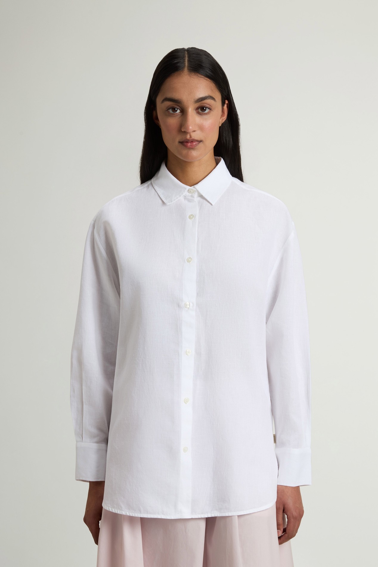 COTTON LINEN YD BOYFRIEND SHIRT White photo 1 | Woolrich