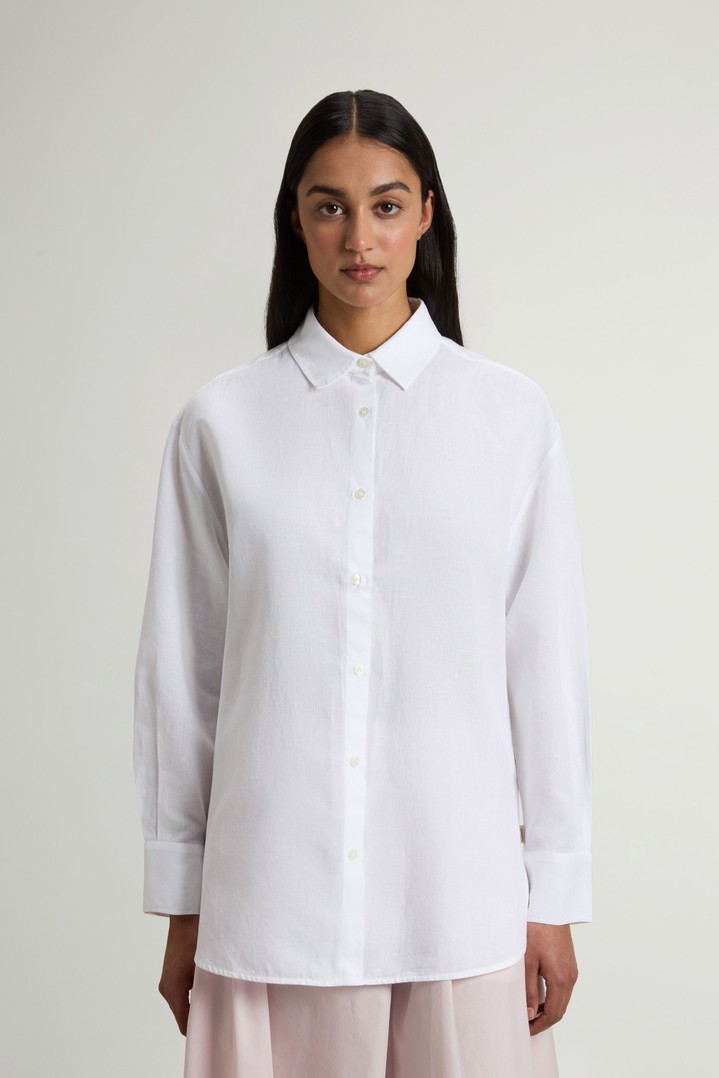 COTTON LINEN YD BOYFRIEND SHIRT White photo 1 | Woolrich