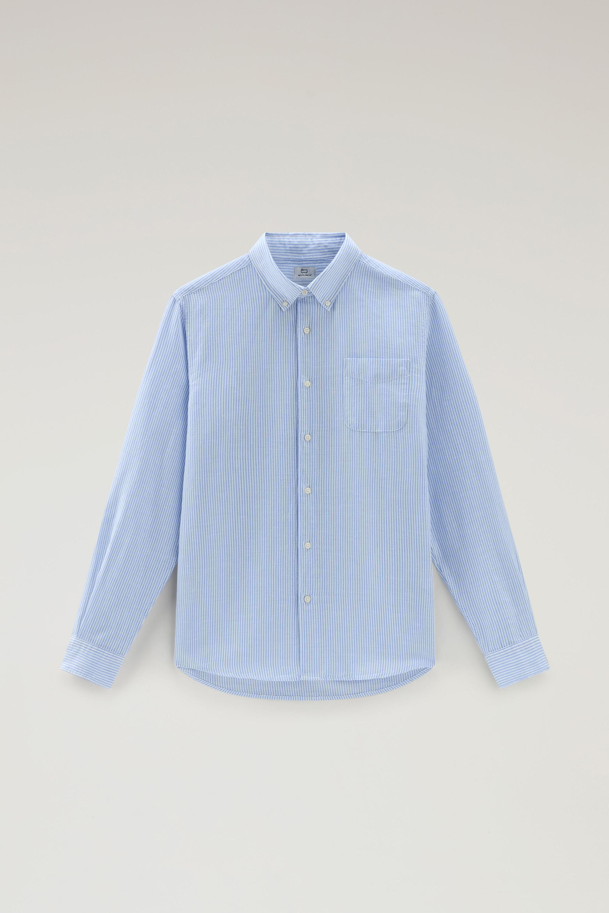 Striped Shirt in Cotton-Linen Blend Blue photo 1 | Woolrich