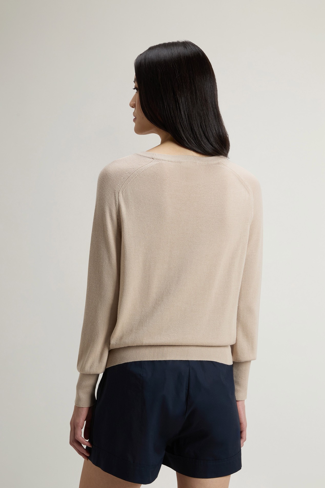 COTTON MODAL CREWNECK Beige photo 3 | Woolrich