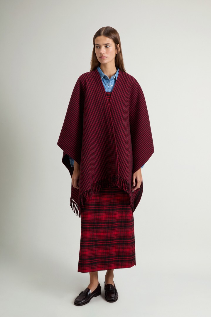 WOOL CHECK CAPE Red photo 2 | Woolrich