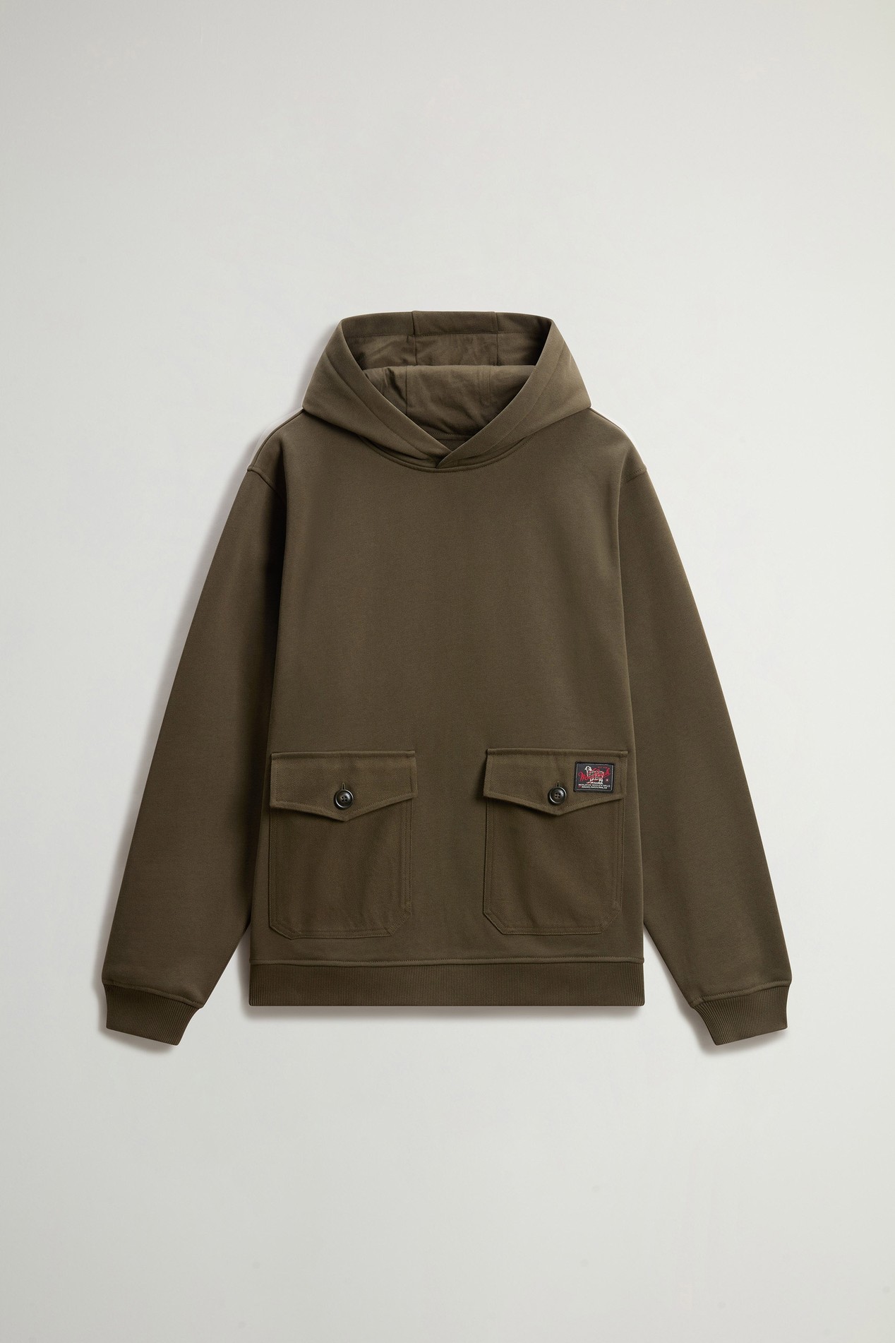 Kapuzenpullover aus einer Baumwollmischung mit Tasche Grün photo 4 | Woolrich