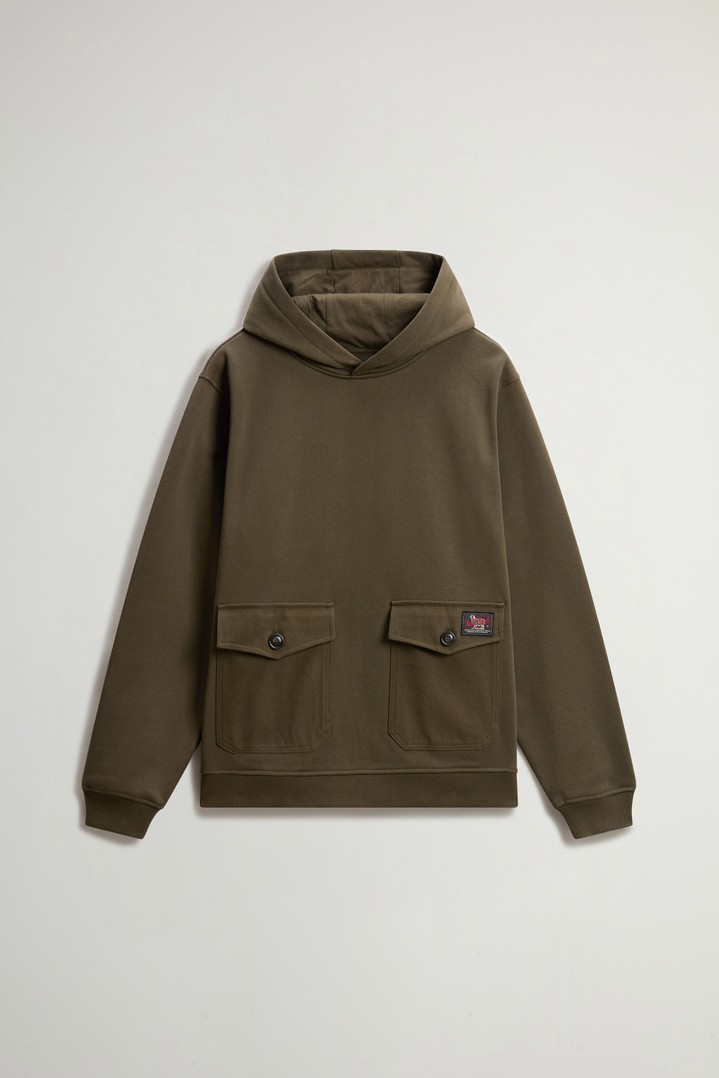 Kapuzenpullover aus einer Baumwollmischung mit Tasche Grün photo 4 | Woolrich
