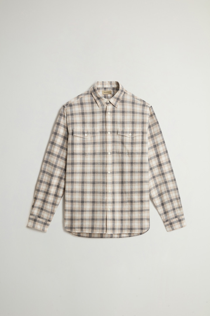 Pure Madras Cotton Flannel Checked Shirt Beige photo 5 | Woolrich