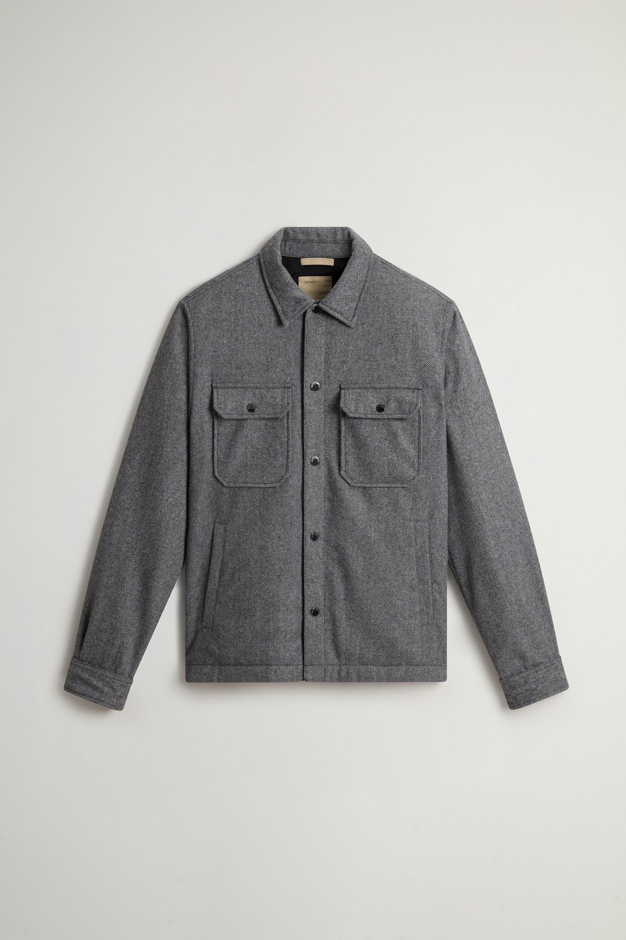 Alaskan Check Overshirt in Recycled Italian Wool Blend Gray photo 5 | Woolrich
