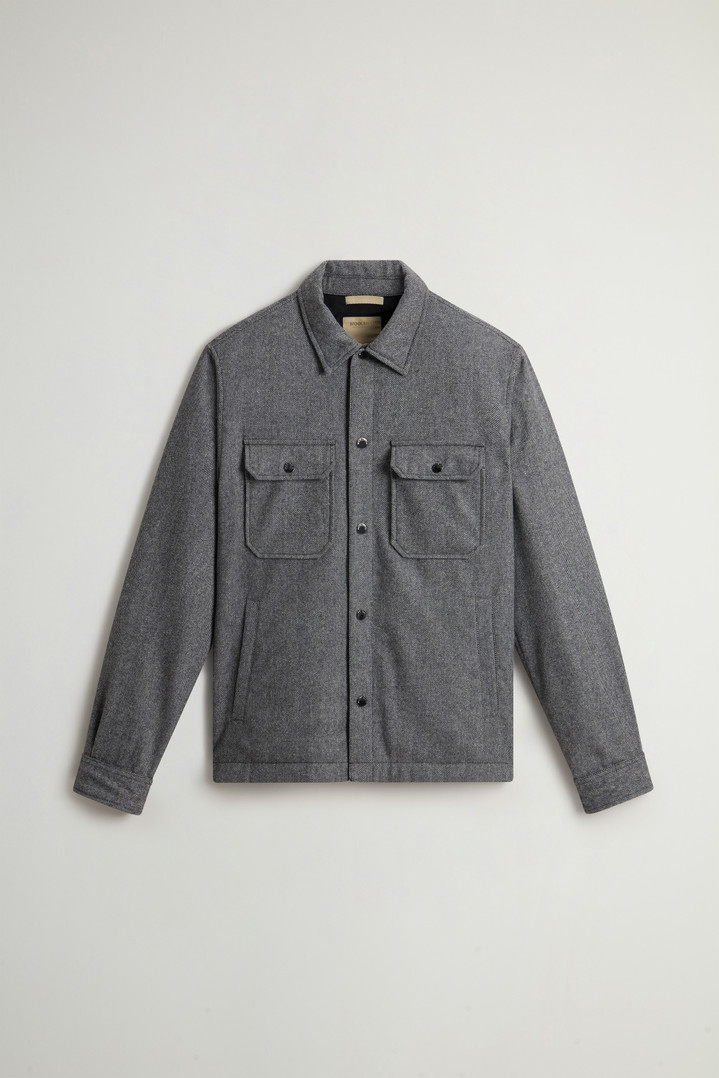 Alaskan Check Overshirt in Recycled Italian Wool Blend Gray photo 5 | Woolrich