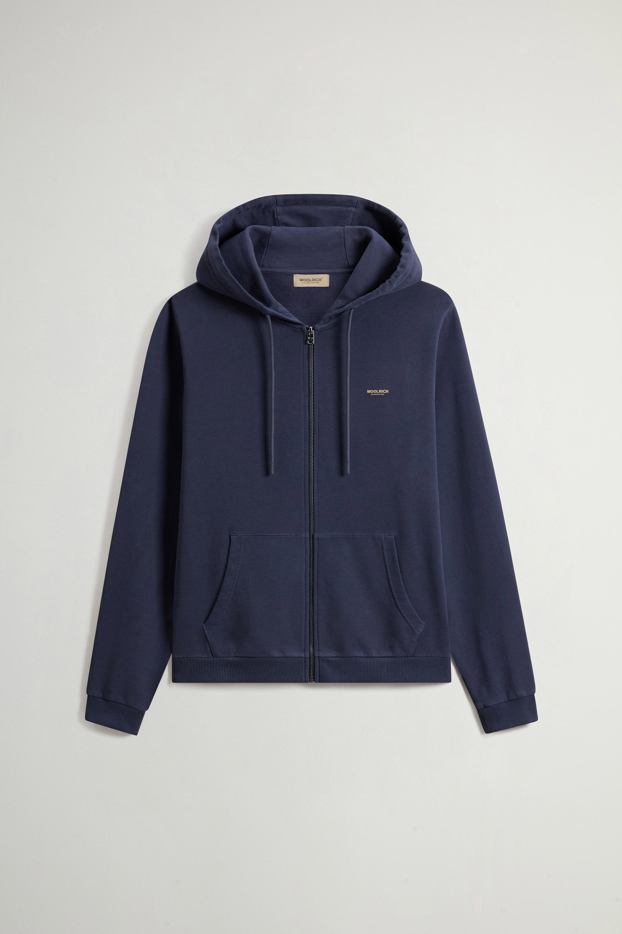 Garment-Dyed Hoodie in Pure Cotton Blue photo 1 | Woolrich