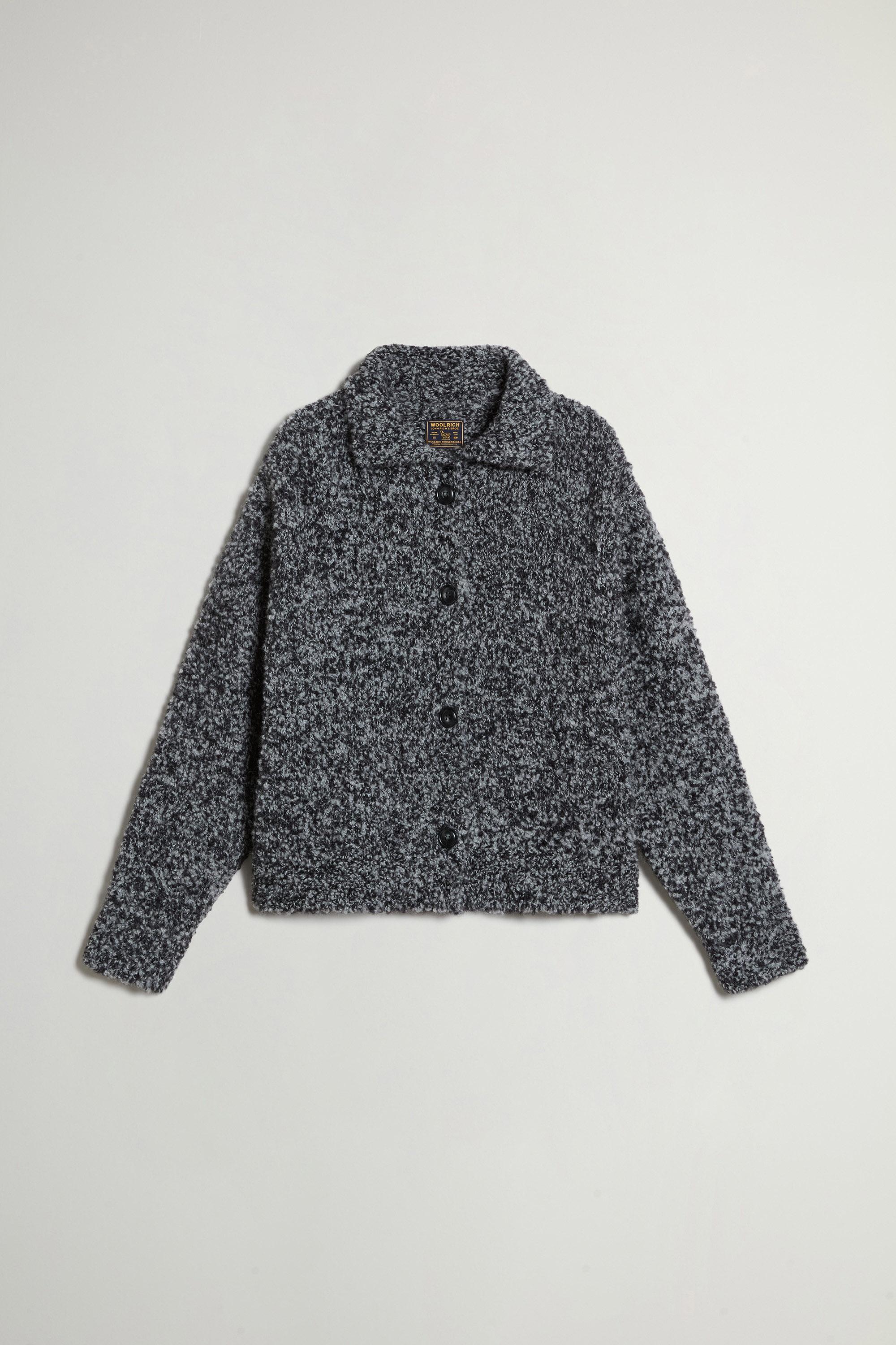 Cardigan in virgin wool and alpaca blend bouclé Black photo 1 | Woolrich