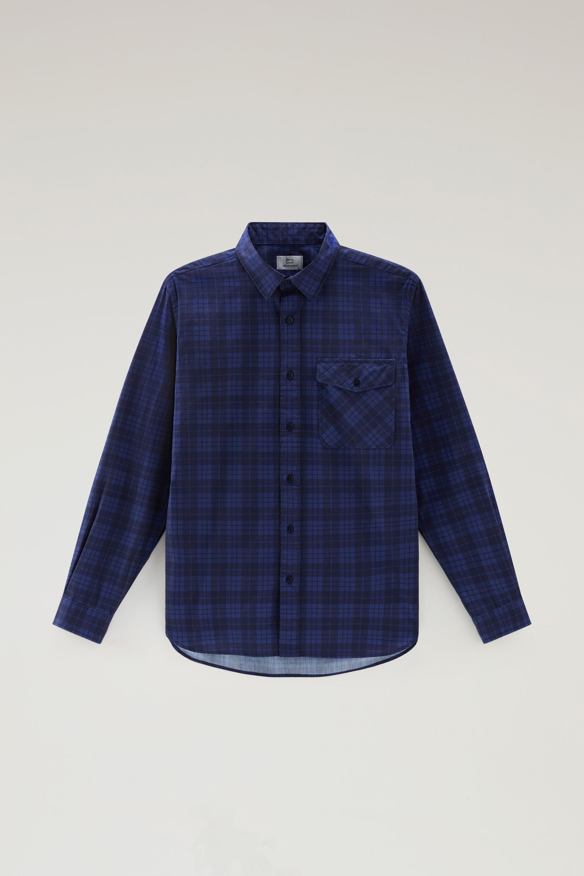Pure Cotton Checked Shirt with Chest Pocket Blue photo 1 | Woolrich